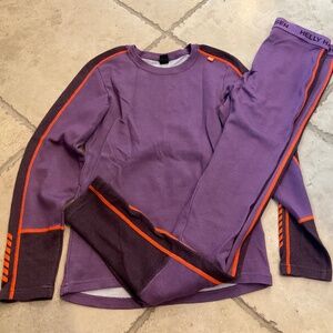 Helly Hansen Merino Wool Base Layer - Size 14 - purple warm winter